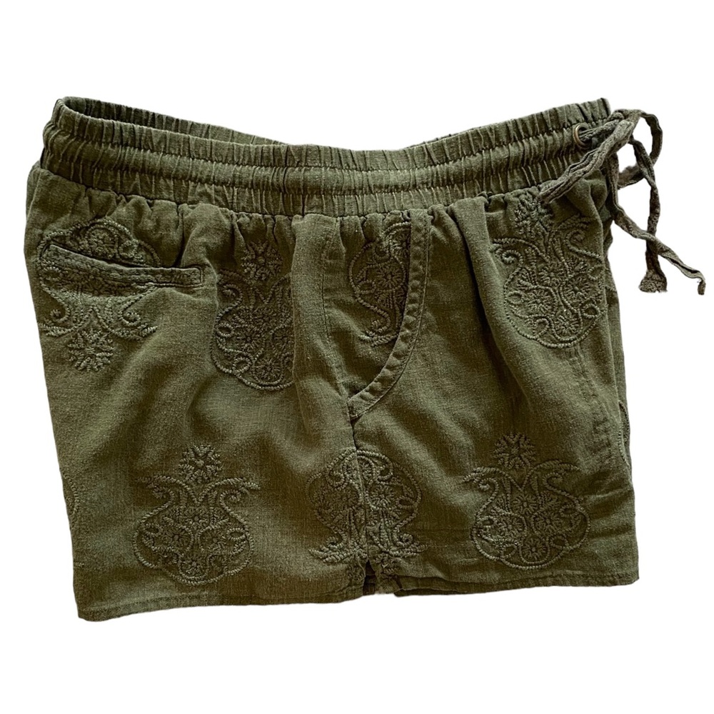 Anthropologie Embroidered Linen Drawstring Shorts - Picture 10 of 13